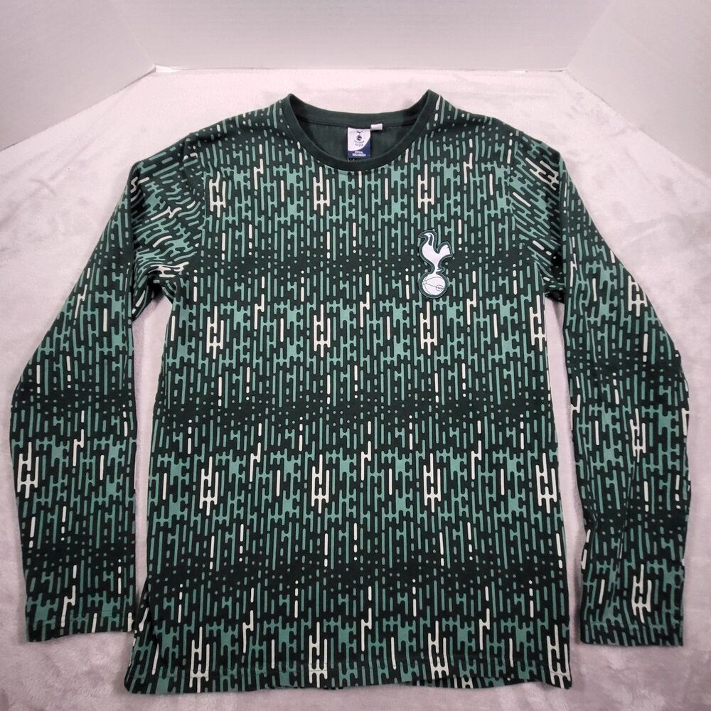 Tottenham Hotspur Graffiti Long Sleeve Shirt Mens Medium Green Crest Football
